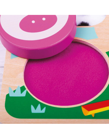 Tidlo medinė sensorinė formų dėlionė Ūkis - Lavinamosios medinės dėlionės vaikams