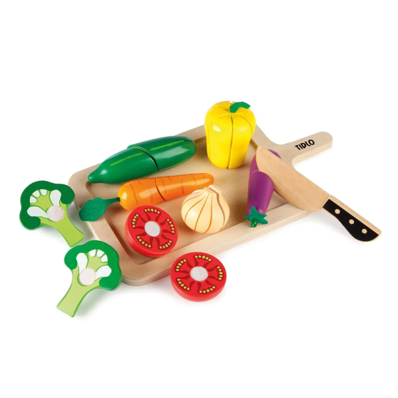 Tidlo medinės pjaustomos daržovės - Mediniai žaislai vaikams nuo 3 metų