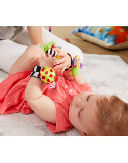 Lamaze barškučių rinkinys ant riešo ir kojų Vabalėliai - Lavinamieji žaislai kūdikiams