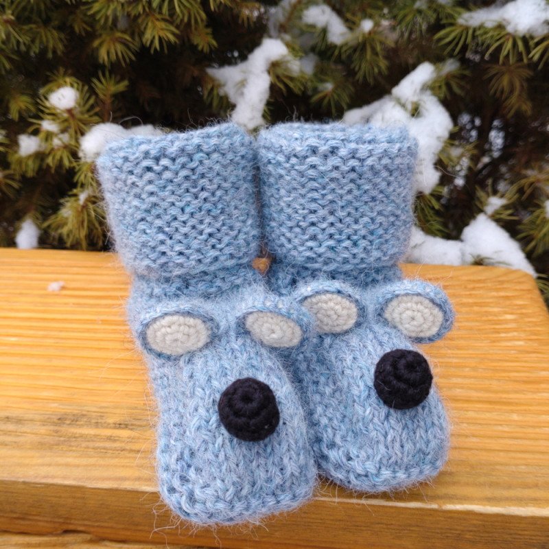 Alpakos vilnos tapukai Peliukai - Vilnonės kojinės kūdikiams