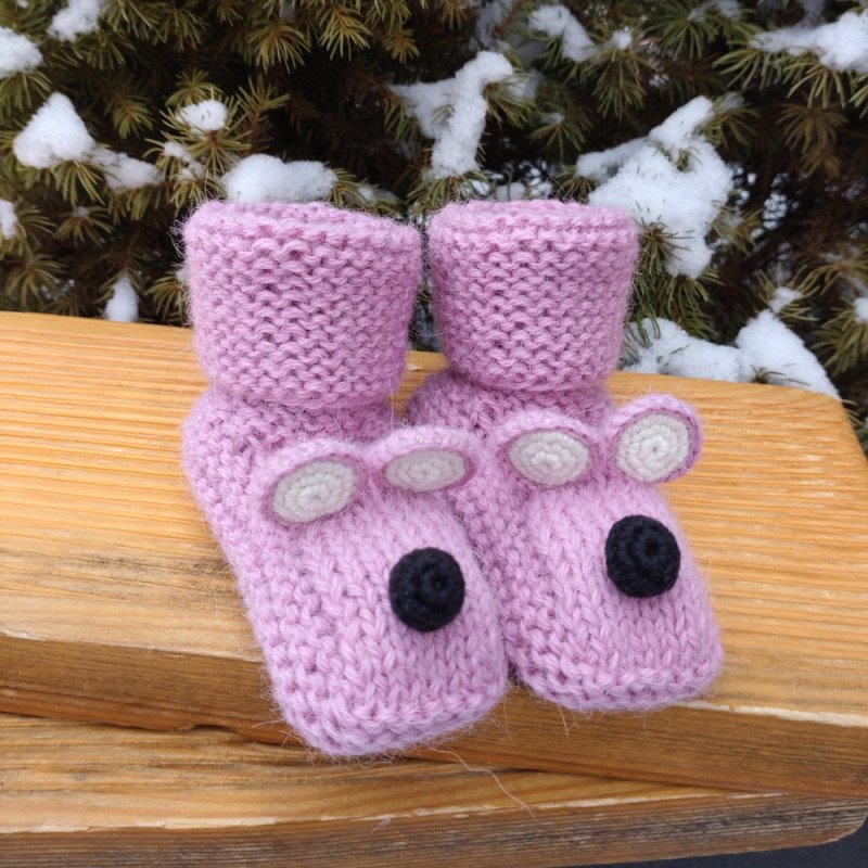 Alpakos vilnos tapukai Peliukai - Vilnonės kojinės kūdikiams