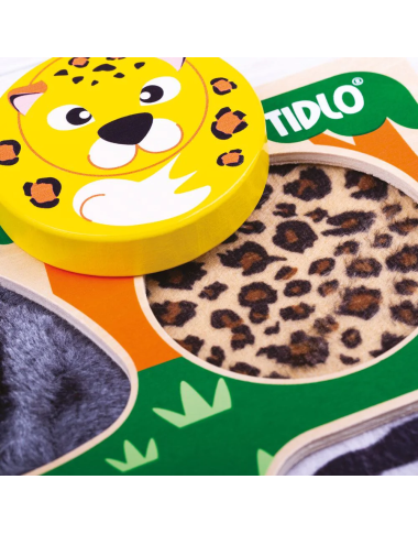 Tidlo medinė sensorinė formų dėlionė Safaris - Lavinamosios medinės dėlionės vaikams