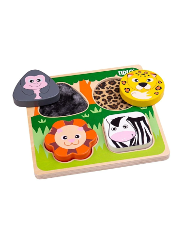 Tidlo medinė sensorinė formų dėlionė Safaris - Lavinamosios medinės dėlionės vaikams