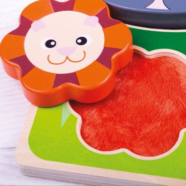 Tidlo medinė sensorinė formų dėlionė Safaris - Lavinamosios medinės dėlionės vaikams