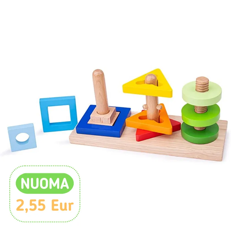 Bigjigs medinis lavinamasis žaislas Formos - Lavinamieji žaislai vaikams