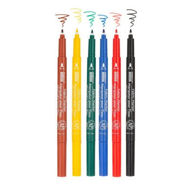 Markeriai tekstilei plonu galiuku Fabric Marker Fine (6 vnt.) - Kanceliarinės prekės vaikams