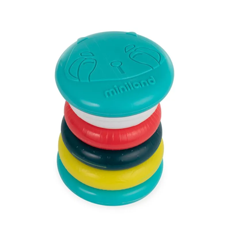 Miniland suveriamas žiedų bokštas (6 el.) - Lavinamieji žaislai vaikams nuo 6 mėnesių Miniland suveriamas žiedų bokštas (6 el.) - Lavinamieji žaislai vaikams nuo 6 mėnesių