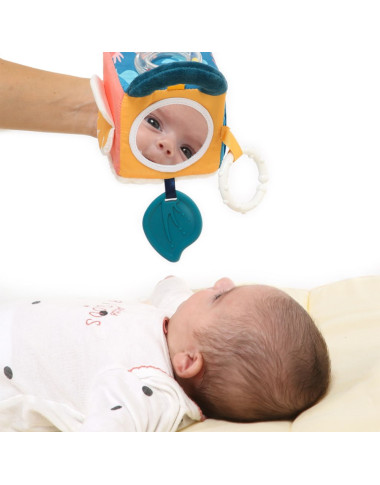 Ludi medžiaginis lavinamasis kubas kūdikiams - Lavinamieji žaislai kūdikiams