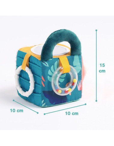 Ludi medžiaginis lavinamasis kubas kūdikiams - Lavinamieji žaislai kūdikiams