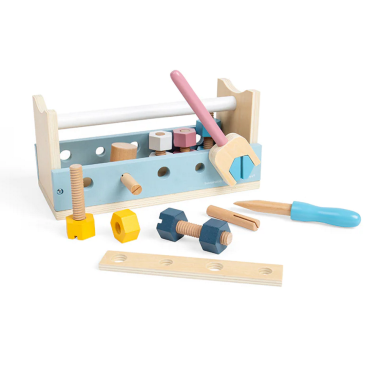 Bigjigs medinis meistro lagaminas-stalas (23 el.) - Mediniai žaislai vaikams