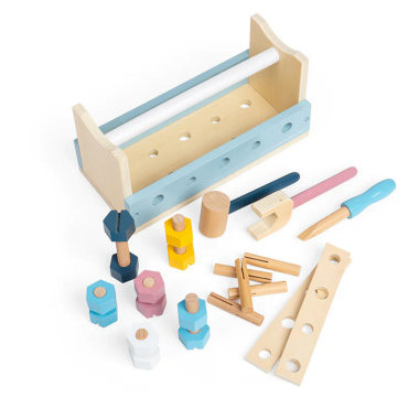 Bigjigs medinis meistro lagaminas-stalas (23 el.) - Mediniai žaislai vaikams