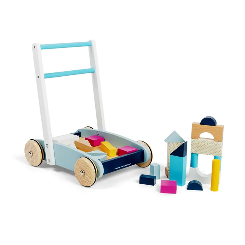 Bigjigs medinis stumdukas su kaladėlėmis - Stumdukai vaikams Bigjigs medinis stumdukas su kaladėlėmis - Stumdukai vaikams