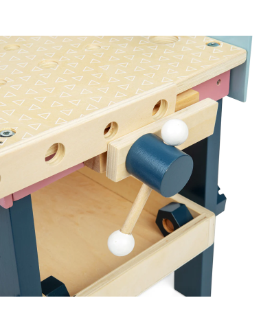 Bigjigs medinis vaikiškas meistro stalas (22 el.) - Mediniai žaislai vaikams
