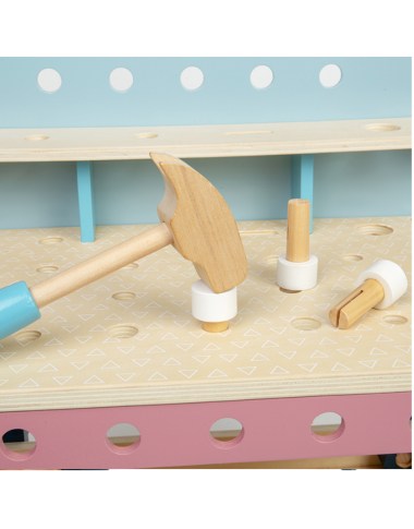 Bigjigs medinis vaikiškas meistro stalas (22 el.) - Mediniai žaislai vaikams
