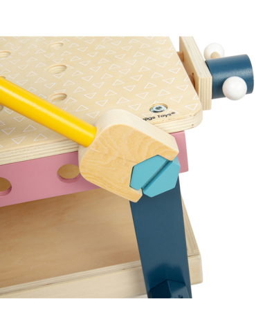 Bigjigs medinis vaikiškas meistro stalas (22 el.) - Mediniai žaislai vaikams