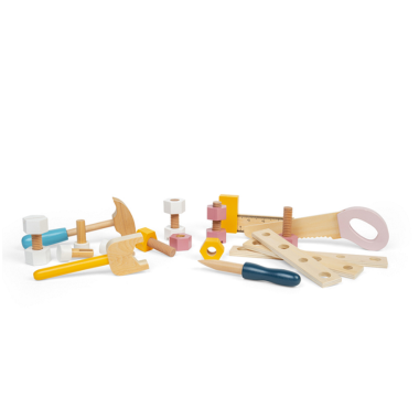 Bigjigs medinis vaikiškas meistro stalas (22 el.) - Mediniai žaislai vaikams