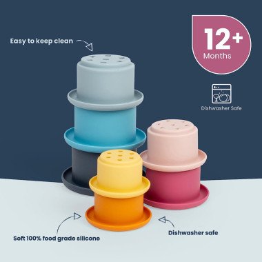 Bigjigs silikoninis indelių bokštas - Lavinamieji žaislai vaikams nuo 1 metų