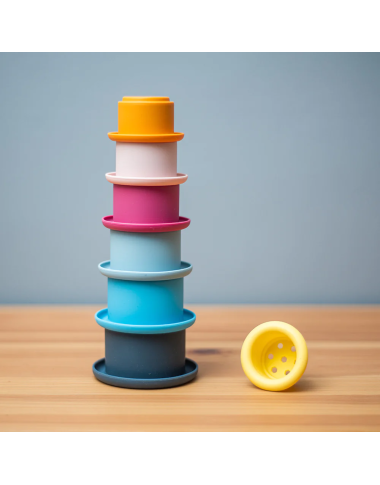 Bigjigs silikoninis indelių bokštas - Lavinamieji žaislai vaikams nuo 1 metų