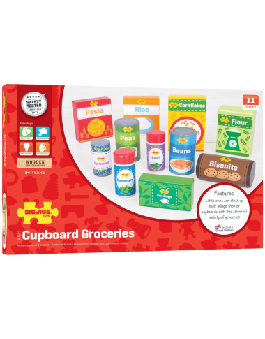 Bigjigs medinis produktų rinkinys (11 vnt.) - Mediniai žaislai vaikams vaikams nuo 3 metų