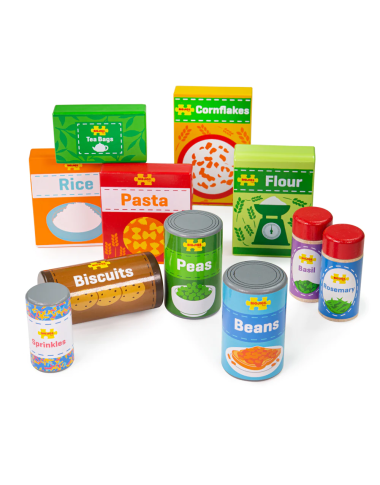 Bigjigs medinis produktų rinkinys (11 vnt.) - Mediniai žaislai vaikams vaikams nuo 3 metų