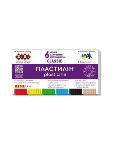 Classic Kids plastilinas (6 spl, 120 g.) - Kanceliarinės prekės vaikams