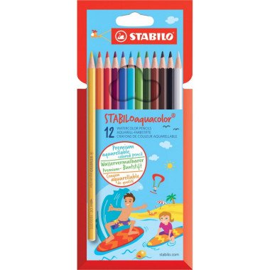 Stabilo spalvoti akvareliniai pieštukai (12 vnt.) - Pieštukai vaikams