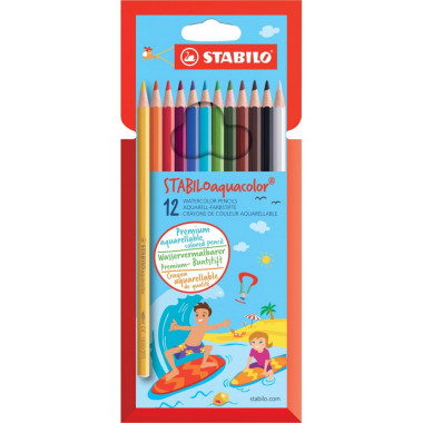 Stabilo spalvoti akvareliniai pieštukai (12 vnt.) - Pieštukai vaikams