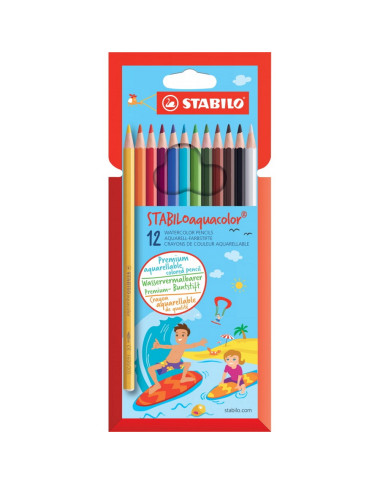 Stabilo spalvoti akvareliniai pieštukai (12 vnt.) - Pieštukai vaikams