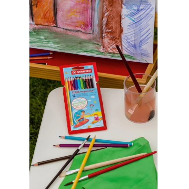 Stabilo spalvoti akvareliniai pieštukai (12 vnt.) - Pieštukai vaikams