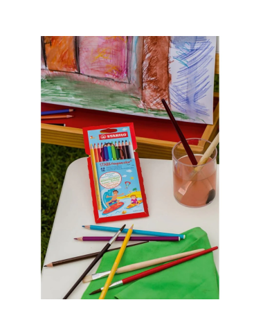 Stabilo spalvoti akvareliniai pieštukai (12 vnt.) - Pieštukai vaikams