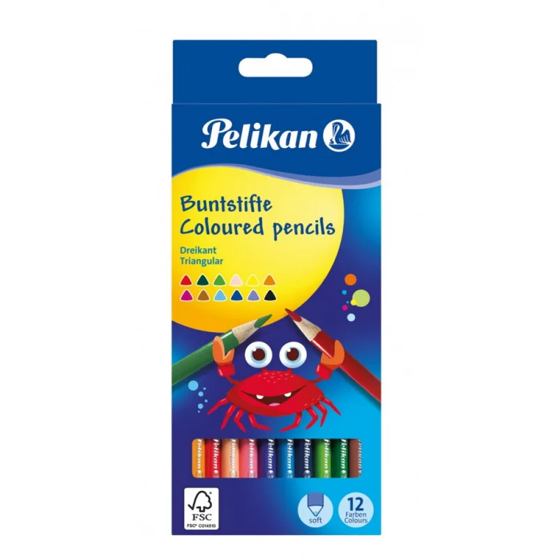 Pelikan trikampiai pieštukai, 12 sp. - Spalvoti pieštukai vaikams Pelikan trikampiai pieštukai, 12 sp. - Spalvoti pieštukai vaikams