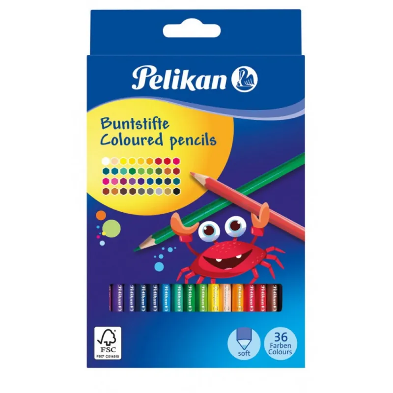 Pelikan spalvoti pieštukai, 36 sp. - Spalvoti pieštukai vaikams Pelikan spalvoti pieštukai, 36 sp. - Spalvoti pieštukai vaikams