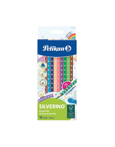 Pelikan trikampiai pieštukai, 12 sp. - Spalvoti pieštukai vaikams