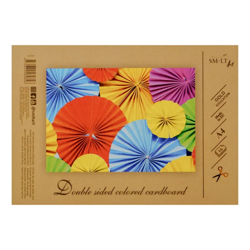 Dvipusis spalvotas kartonas (A4, 16 l, 200 gsm) - Piešimo popierius
