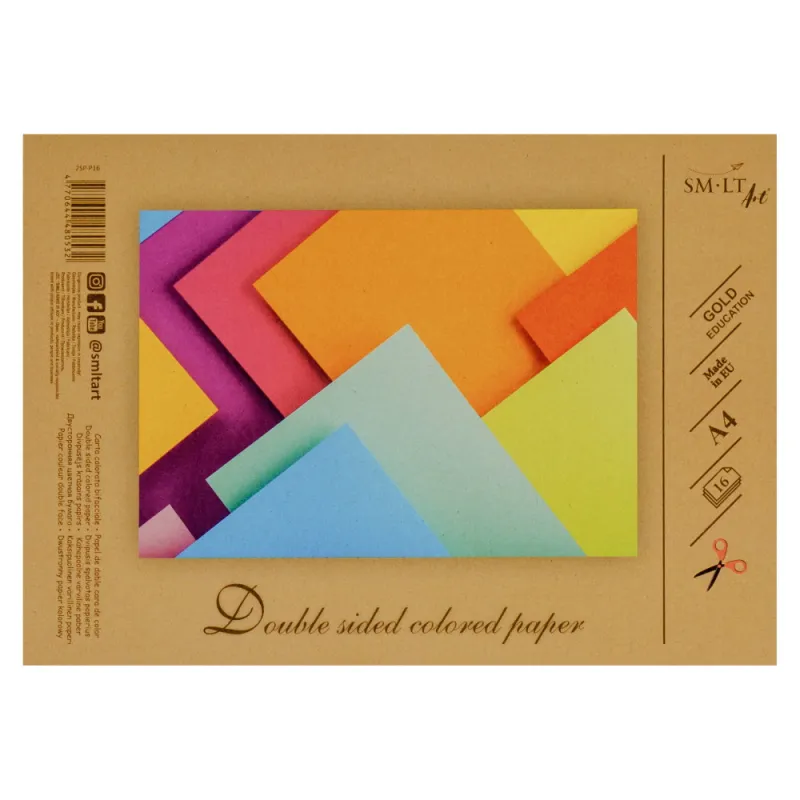 Spalvotas dvipusis popierius (A4, 16 l, 80 gsm) - Piešimo popierius