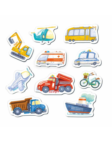 MON Magnetukų rinkinys Transportas (10 el.) - Magnetukų rinkinys vaikams nuo 3 metų