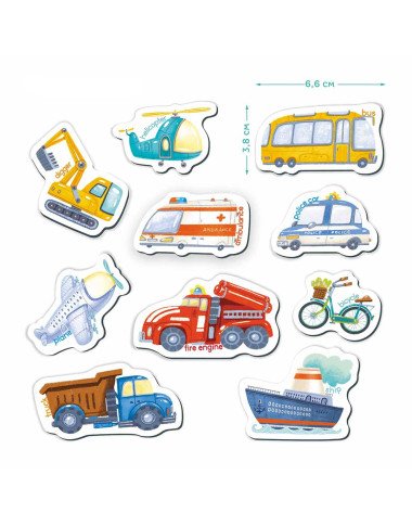 MON Magnetukų rinkinys Transportas (10 el.) - Magnetukų rinkinys vaikams nuo 3 metų