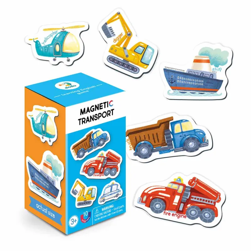 MON Magnetukų rinkinys Transportas (10 el.) - Magnetukų rinkinys vaikams nuo 3 metų