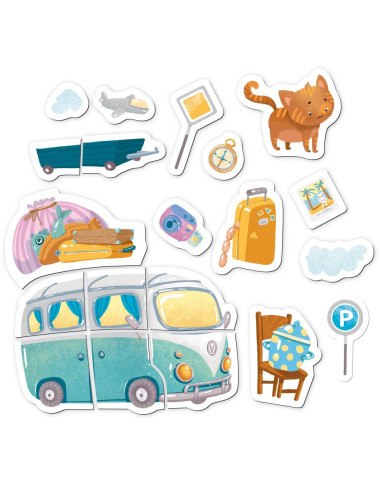 MON Magnetukų rinkinys Kačiukas keliautojas (20 el.) - Magnetukų rinkinys vaikams nuo 3 metų