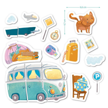 MON Magnetukų rinkinys Kačiukas keliautojas (20 el.) - Magnetukų rinkinys vaikams nuo 3 metų