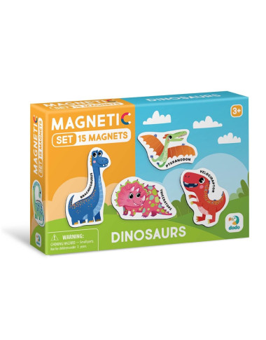 Dodo didelių magnetukų rinkinys Dinozaurai (15 el.) - Magnetukų rinkinys vaikams nuo 3 metų