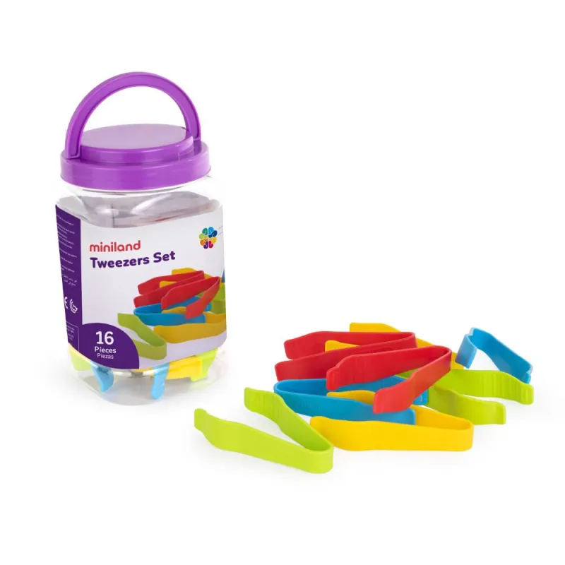 Miniland lavinamieji pincetai (16 vnt.) - Lavinamieji žaislai vaikams nuo 2 metų