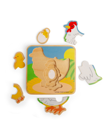 Bigjigs gyvenimo rato dėlionė Višta - Medinės dėlionės vaikams