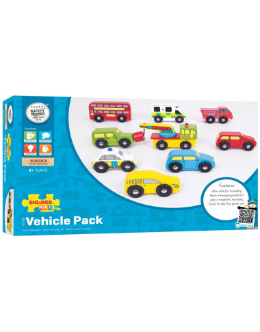 Bigjigs medinių mašinėlių rinkinys (9 vnt.) - Mediniai traukiniai vaikams