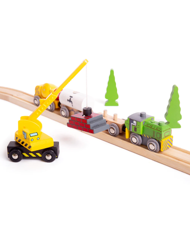 Bigjigs medinių mašinėlių rinkinys (9 vnt.) - Mediniai traukiniai vaikams