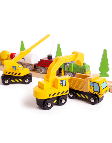 Bigjigs medinių mašinėlių rinkinys (9 vnt.) - Mediniai traukiniai vaikams