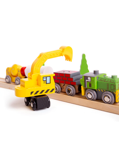 Bigjigs medinių mašinėlių rinkinys (9 vnt.) - Mediniai traukiniai vaikams
