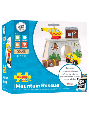 Bigjigs kalnų gelbėjimas - Mediniai traukinukai vaikams