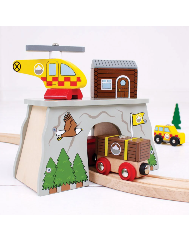 Bigjigs kalnų gelbėjimas - Mediniai traukinukai vaikams