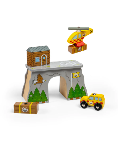 Bigjigs kalnų gelbėjimas - Mediniai traukinukai vaikams